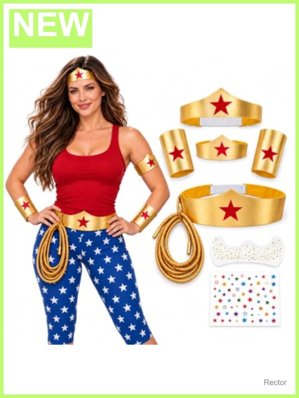 8PCS Halloween Warrior Hero Costume Accessories Gold Tiara Wrist Bands Belt